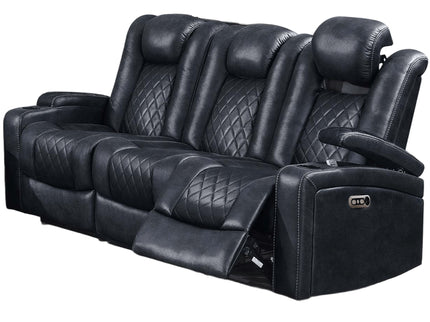 Power Reclining Sofa With Adjustable Headrest - Inky Blue