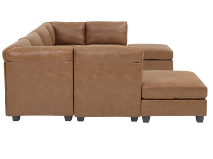 Modular Sectional, Customizable Layout, Removable Cushions - Brown