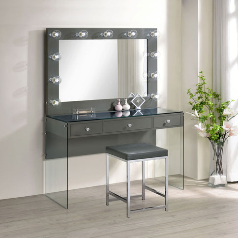 Katelyne - 3 Drawer Vanity Set With Mirror - Gray