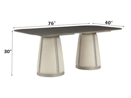 Kasa - Sintered Stone Top Dining Table - Stone Gray / Champagne