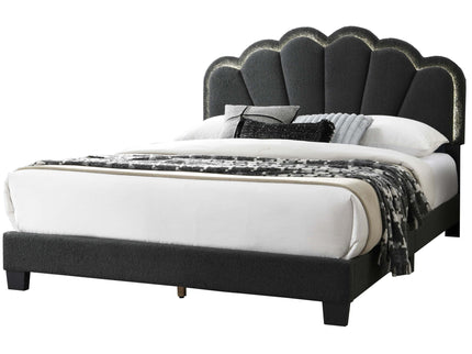 Bed With Floral Design Headboard And Built In LED Lighting
