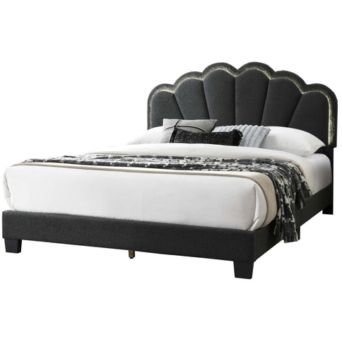 Bed With Floral Design Headboard And Built In LED Lighting