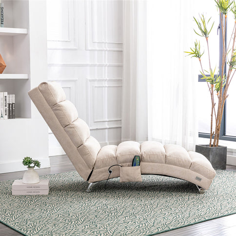 Massage Chaise Lounge Indoor With Remote Control, Ergonomic Electric Massage Lounger