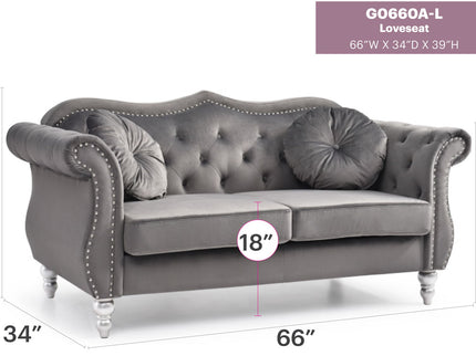 Stylish Flared Arm Loveseat