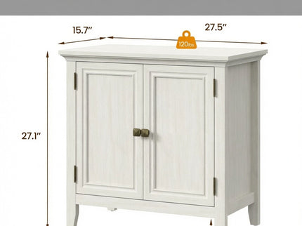 2 Door Buffet Cabinet With Adjustable Shelves - Matte White / Grayish