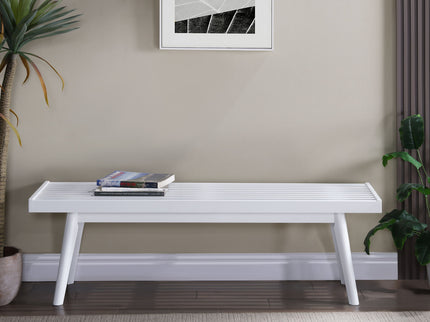 Larwich - Solid Wood Slatted Bench - White