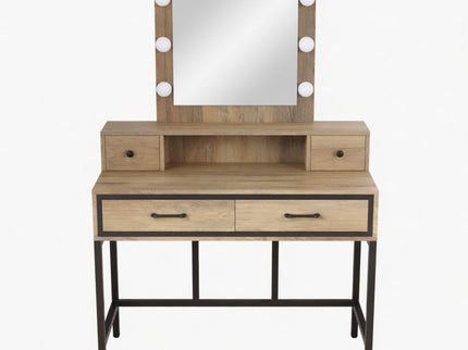 Vanity Desk With 3 Color Lighted Mirror And 4 Drawers