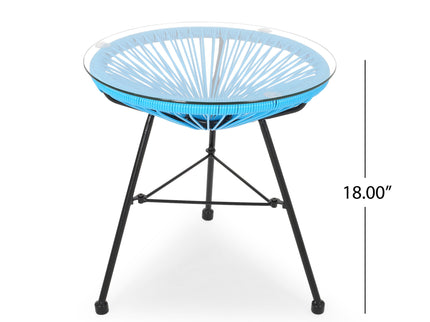 Nusa - Modern Rattan Side Table With Tempered Glass Top