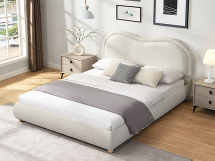 Upholstered Platform Bed Frame With Curved Headboard