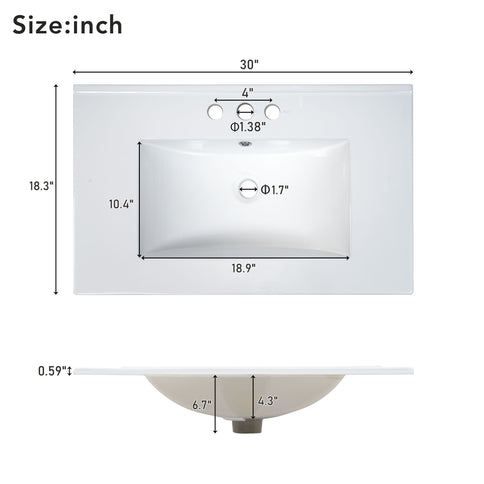 Bathroom Vanity With Single Sink, Combo Cabinet Undermount Sink, Bathroom Storage Cabinet With Two Doors And A Drawer, Soft Closing, Multifunctional Storage, Solid Wood Frame