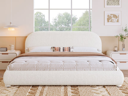 Upholstered Simple Modern Bedroom Bed With Curved Headboard