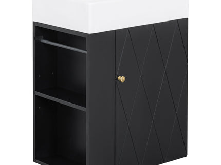 Modern Bathroom Vanity With Sink, Diamond Pattern Doors