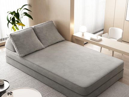 Multifunctional Convertible Sofa Bed With 2 Tumbler Backrests And 2 Pillows, Deep Seat Couch