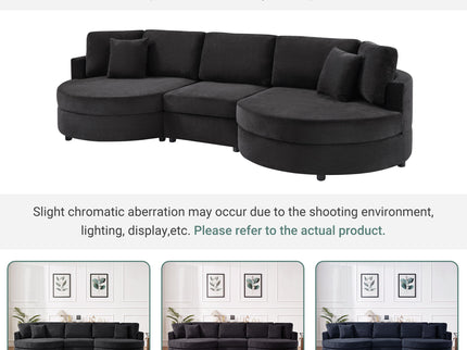 Modern 3 Seater Upholstered Sofa With Curved Design