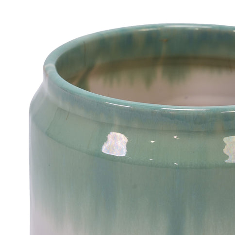 Gradient Flowerpot (Set of 2), Planter For Patio, Garden, Windowsill - White / Green