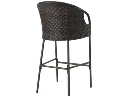Outdoor 31" Rattan Barstools With Waterproof Cushions (Set of 2) - Multi Brown