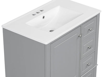 Freestanding Bathroom Vanity With Sink, Soft Close Door, 3 Drawers
