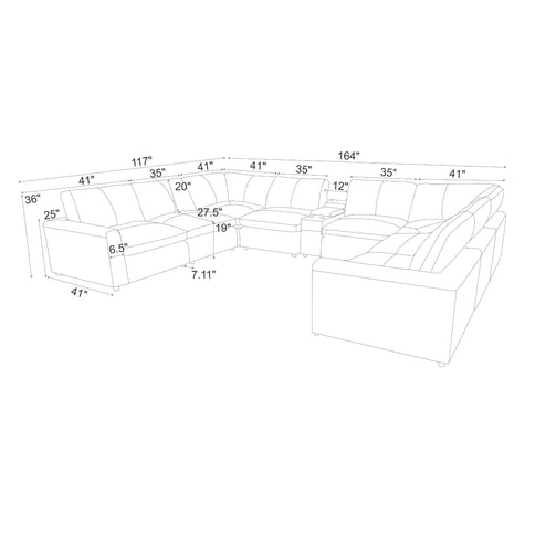 Large Upholstered Seating Modular Sectional