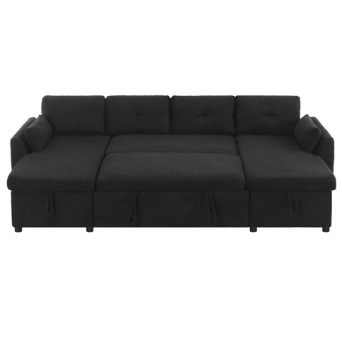 U-Shaped Sectional Sofa Bed With Storage And USB Ports