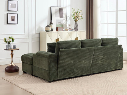 Convertible Sectional Sofa Bed Set With Armrest Storage, Cup Holder, USB, 4 Seater - Green