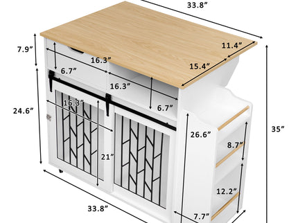Modern Style 2 In 1 Pet Friendly Dog Crate Kitchen Island End Table Metal Pine - Natural / White