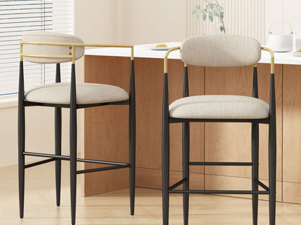Upholstered Bar Stools With Backs For Kitchen Island (Set of 2)