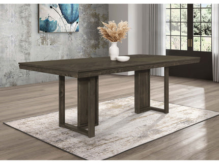 Glenmoor - Rectangular Dining Table With Geometric Double Pedestal Base - Dark Gray