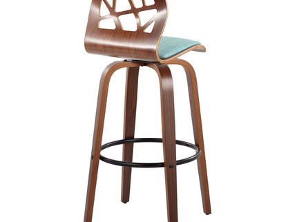 Folia - Mid Century Modern Fixed Height Barstool With Swivel With Round Footrest (Set of 2)