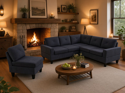 Modular L - Shaped Sectional Sofa 6 Seater 4 Piece Couch With Chaise