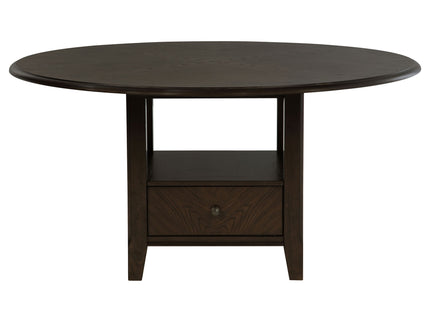 Fulton - Round Dining Table With Drawer - Dark Brown