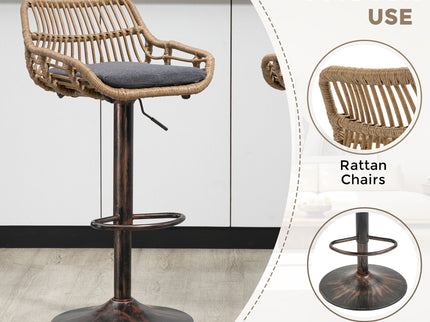 Modern Swivel Bar Stools Adjustable Counter Chairs With Footrest (Set of 2)
