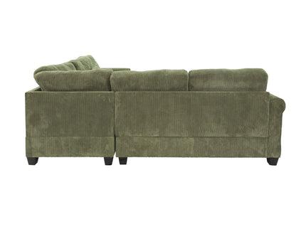 L - Sectional Sofa Set With Corner Wedge And Ottoman, 4 Piece Living Room Furniture - Sage