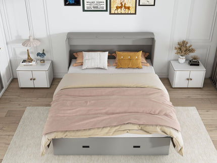 Full Murphy Bed With Storage Drawers, Charging Station, Foldable Panels, And Silent Swivel Wheels