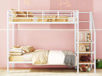 Bunk Bed With Lateral Storage Ladder And Wardrobe