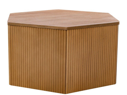 Hexagon Coffee Table With Fluted Design - Natural
