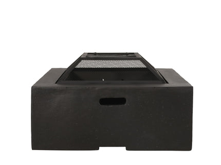 Outdoor Square Mgo Wood Burning Fire Pit - Dark Gray