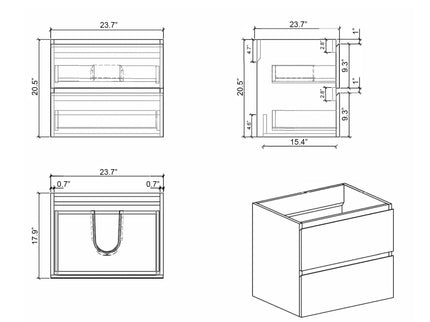 Alice - Bathroom Vanity With Sink, Large Storage Wall Mounted Floating Bathroom Vanity For Modern Bathroom, One-Piece Sink Basin Without Drain And Faucet