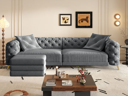 3 In 1 Convertible Sleeper, Deep Seat Pull Out Sofa Bed, Button Tufted