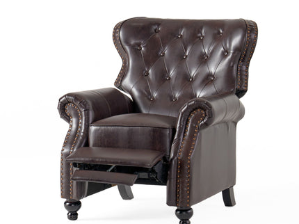 Contemporary Style Push Back Recliner With Button Tufted Stitching And Nailhead Trim