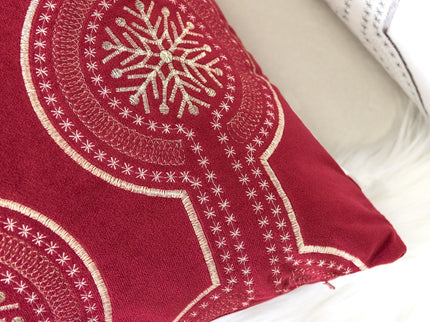 Holiday Throw Pillow With Snowflake Embroidery