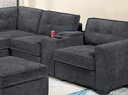 Sectional Set With Reversible Loveseat, USB Console, Corner Wedge & Ottoman