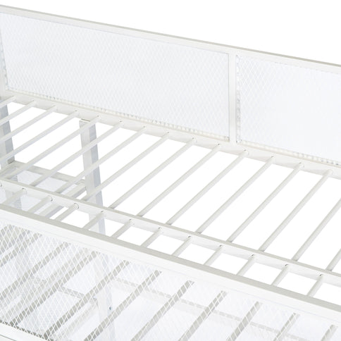 Loft Bed With 4 Tier Shelves And Storage