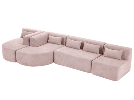 Upholstered Sofa Free Combined Sofa Couch With 2 Chaise Lounge And Five Back Pillows For Living Room