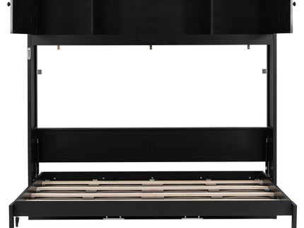 Rustic Casual Murphy Bed With Storage Cabinets