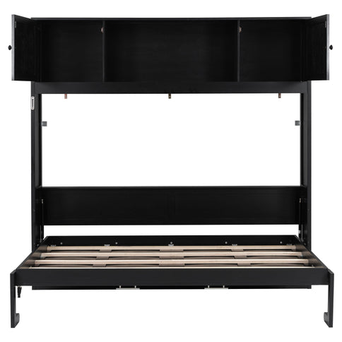 Rustic Casual Murphy Bed With Storage Cabinets