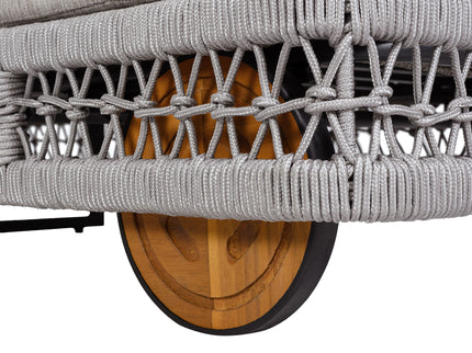 Outdoor Chaise Lounge With Wheels, 5 Position Adjustable Backrest