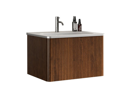 Etna - Striped Bathroom Vanity With Ceramic Sink, Wall Mounted Floating Bathroom Vanity For Modern Bathroom