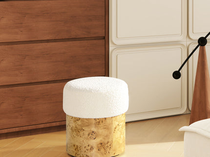 Nebula - Round Upholstered Ottoman - White