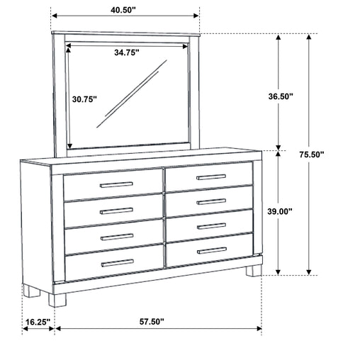Bren - 8 Drawer Dresser With Mirror - Rustic Brown