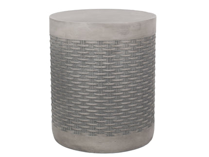 Outdoor Lightweight End Table Round Concrete Outdoor Side Table - Natural